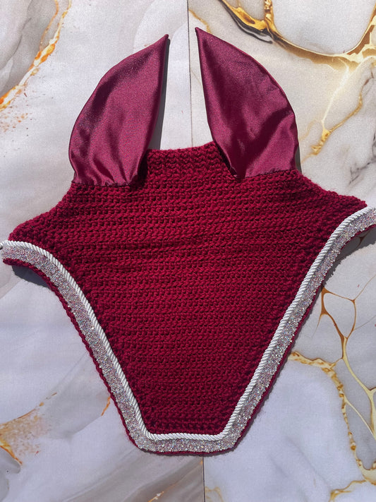 Cranberry white trim bonnet