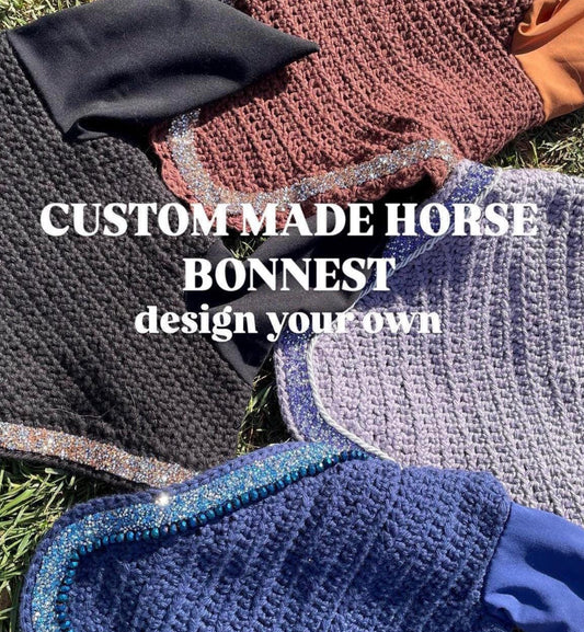 Custom design made horse bonnets